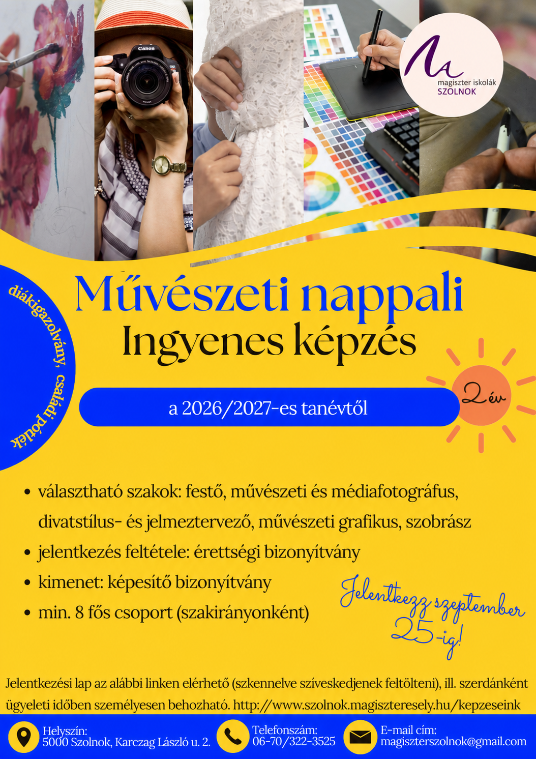Művészeti nappali ingyenes képzés
